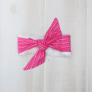 Extra Warmth Head Wrap Pink Pattern with White Fur