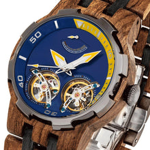 Load image into Gallery viewer, Men&#39;s Dual Wheel Automatic Ambila WoodWatch