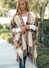 Load image into Gallery viewer, Saffron Plaid Ruana Poncho
