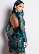 Load image into Gallery viewer, Green Sequin Party Dress