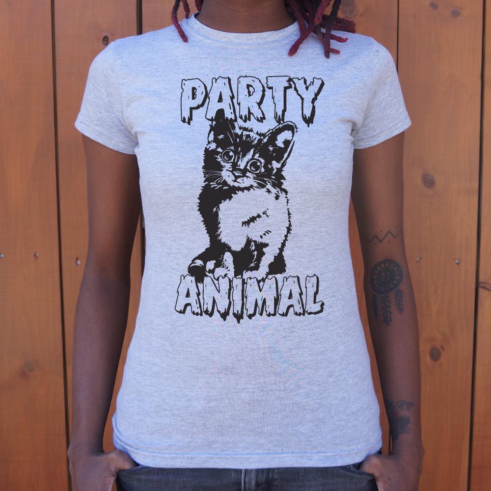 Party Animal Kitten T-Shirt (Ladies)