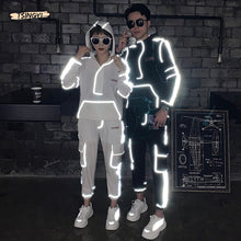 Load image into Gallery viewer, Tsingyi Reflective Multi-pocket Shirts+Ankle-length Cargo pants 2pcs Sets Tracksuit Men Women Couples Streetwear Reflect Sets