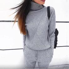 Load image into Gallery viewer, MVGIRLRU Woman Sweater Suits Casual  Knit Tracksuit Turtleneck Pullovers+pants Two Piece Sets Female Outfits