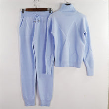 Load image into Gallery viewer, MVGIRLRU Woman Sweater Suits Casual  Knit Tracksuit Turtleneck Pullovers+pants Two Piece Sets Female Outfits