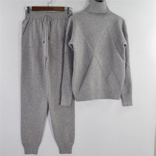 Load image into Gallery viewer, MVGIRLRU Woman Sweater Suits Casual  Knit Tracksuit Turtleneck Pullovers+pants Two Piece Sets Female Outfits