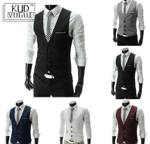 New Arrival Dress Vests For Men Slim Fit Mens Suit Vest Male Waistcoat Homme Casual Sleeveless Formal Business Jacket 23