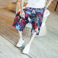 Load image into Gallery viewer, Hot sale 2019 Summer Linen Harem Pants Men Casual Hip Hop Trousers Drawstring Cross Bloomers Calf-Length Pants Joggers size 5XL