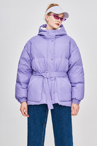 JAZZEVAR 2019 Winter New Fashion Street Designer Brand Womens White Duck Down Jacket Pretty Girls Outerwear Coat With Belt