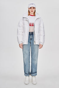 JAZZEVAR 2019 Winter New Fashion Street Designer Brand Womens White Duck Down Jacket Pretty Girls Outerwear Coat With Belt