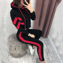 Load image into Gallery viewer, Women 2 Piece Hooded Stripe Ankle length Oversize Tracksuit