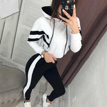 Load image into Gallery viewer, Women 2 Piece Hooded Stripe Ankle length Oversize Tracksuit