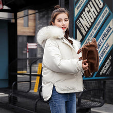 Load image into Gallery viewer, Winter jacket women 2019 fashion warm women down coat female fur collar hooded zipper outwear short winter down jacket women