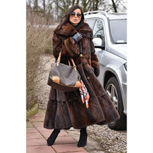 Load image into Gallery viewer, FURSARCAR 2019 New Women Real Mink Fur Coats Whole Skin Thick Warm Mink Fur Jacket For Female Long Style Luxury Nature Fur Coat