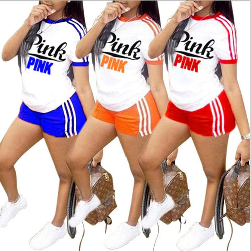 Pink print 2 piece set tracksuit women plus size top and pants casual outfit sweat suits two piece sweatshirt