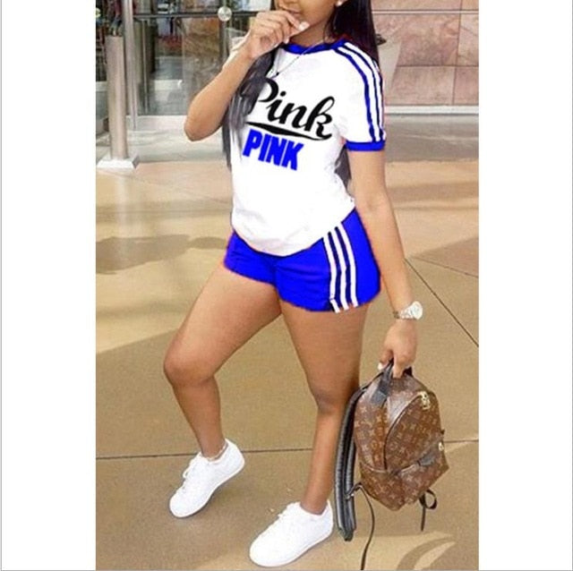 Pink print 2 piece set tracksuit women plus size top and pants casual outfit sweat suits two piece sweatshirt