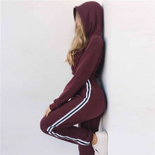 Load image into Gallery viewer, Z&amp;P 2019 Tracksuit 2pcs Women Set Training Crop Top Sweatshirt+Side Stripe Pants 2 Pieces Sets Women Clothing Suits Female