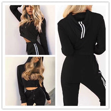 Load image into Gallery viewer, Z&amp;P 2019 Tracksuit 2pcs Women Set Training Crop Top Sweatshirt+Side Stripe Pants 2 Pieces Sets Women Clothing Suits Female