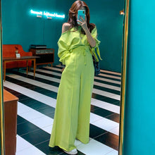 Load image into Gallery viewer, LANMREM 2019 New Summer Fashion Women Clothes Slash Neck Full Sleeves Short Top And High Waist Full Length Pants WH40306
