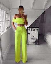 Load image into Gallery viewer, Hot Summer Woman Two-pieces Set Solid Color Ladies Fashion Suits Work Short Top + Loose Pants Sets for Woman Casual