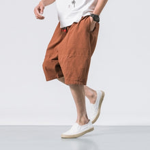Load image into Gallery viewer, Chinese Style 2019 Men Pants Men&#39;s Baggy Wide Crotch Linen Harem Pants Loose Large Cropped Trousers Wide-legged Bloomers M-5XL