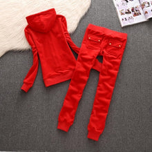 Load image into Gallery viewer, Women Velvet Hoodie Velour Track Suit