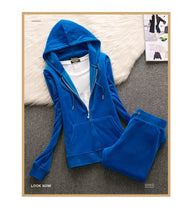 Load image into Gallery viewer, Women Velvet Hoodie Velour Track Suit