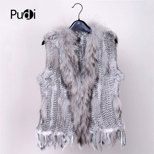 new colors Women Genuine real Rabbit Fur Vest coat tassels Raccoon Fur collar Waistcoat