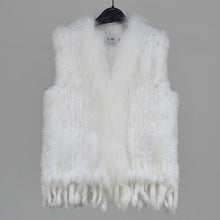 Load image into Gallery viewer, new colors Women Genuine real Rabbit Fur Vest coat tassels Raccoon Fur collar Waistcoat