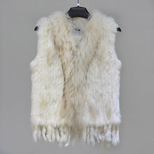 Load image into Gallery viewer, new colors Women Genuine real Rabbit Fur Vest coat tassels Raccoon Fur collar Waistcoat