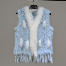Load image into Gallery viewer, new colors Women Genuine real Rabbit Fur Vest coat tassels Raccoon Fur collar Waistcoat