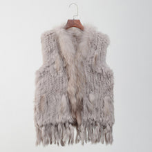 Load image into Gallery viewer, new colors Women Genuine real Rabbit Fur Vest coat tassels Raccoon Fur collar Waistcoat