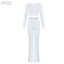 Load image into Gallery viewer, Adyce 2019 New Winter Women Club Bandage Sets Vestidos White Tops&amp;Pant 2 Two Pieces Set Night Out Celebrity Evening Party Sets