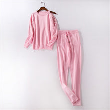 Load image into Gallery viewer, Women's Tracksuit knitted Suits 2 Piece Set Handmade Sequined Beading Knitting Sweater and Pants Suit Set 2019 suits for women