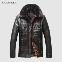 Load image into Gallery viewer, CARANFIER New Winter Motorcycle male Leather Jacket Men Windbreaker PU Jackets Male Outwear Warm PU Baseball Jackets Size 4XL