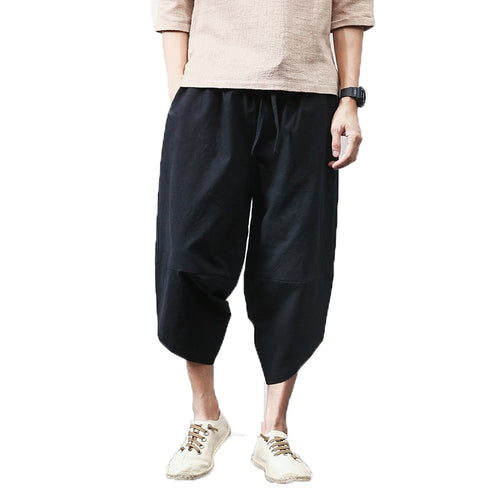 Hot sale 2019 Summer Linen Hip Hop Harem Pants Men Casual Wide Leg Pants Cross Bloomers Trousers Joggers M-5XL dropshipping