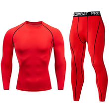 Load image into Gallery viewer, Men&#39;s Compressed Long Sleeve Shirt Pants Shorts Fitness MMA Clothing tactical rashguard jiu jitsu crossfit T-Shirt Jogging suits