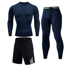 Load image into Gallery viewer, Men&#39;s Compressed Long Sleeve Shirt Pants Shorts Fitness MMA Clothing tactical rashguard jiu jitsu crossfit T-Shirt Jogging suits