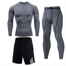 Load image into Gallery viewer, Men&#39;s Compressed Long Sleeve Shirt Pants Shorts Fitness MMA Clothing tactical rashguard jiu jitsu crossfit T-Shirt Jogging suits