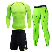 Load image into Gallery viewer, Men&#39;s Compressed Long Sleeve Shirt Pants Shorts Fitness MMA Clothing tactical rashguard jiu jitsu crossfit T-Shirt Jogging suits