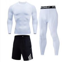 Load image into Gallery viewer, Men&#39;s Compressed Long Sleeve Shirt Pants Shorts Fitness MMA Clothing tactical rashguard jiu jitsu crossfit T-Shirt Jogging suits