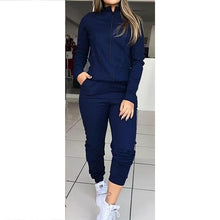 Load image into Gallery viewer, Women's Autumn Solid Color Long Sleeve Outfits Sportswear Two-piece Set Femme Zipper Casual Tops And Pants Tracksuit SJ3615M