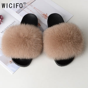 Women's Real Raccoon/Fox slipper