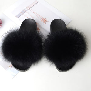 Women's Real Raccoon/Fox slipper