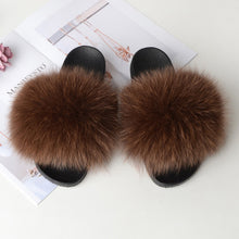 Load image into Gallery viewer, Women&#39;s Real Raccoon/Fox slipper