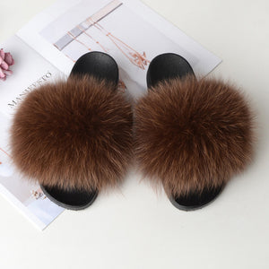 Women's Real Raccoon/Fox slipper