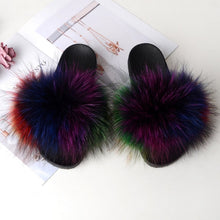 Load image into Gallery viewer, Women&#39;s Real Raccoon/Fox slipper