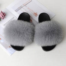 Load image into Gallery viewer, Women&#39;s Real Raccoon/Fox slipper