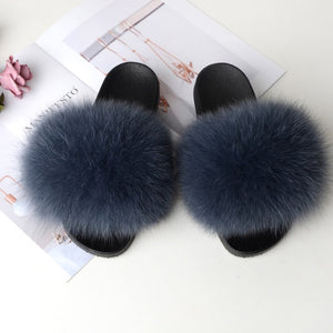 Women's Real Raccoon/Fox slipper