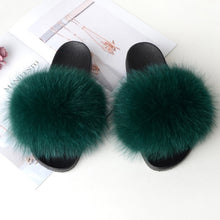 Load image into Gallery viewer, Women&#39;s Real Raccoon/Fox slipper