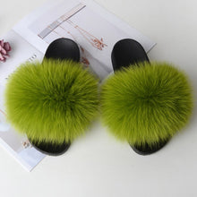 Load image into Gallery viewer, Women&#39;s Real Raccoon/Fox slipper